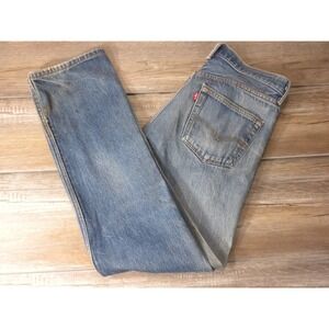 Levi's 501 Jeans Mens 33x36 Blue Denim Button Fly Straight Distressed Grunge